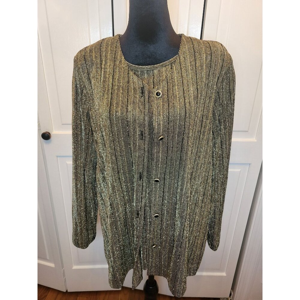 Vintage 90's Gold Metallic Layered Twofer Alfred Dunner 14 Glam Holiday Party